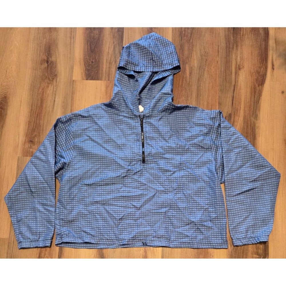 TSG Trends Sports Gear 1/4 Zip Hooded Cropped Windbreaker Blue M / L Vintage